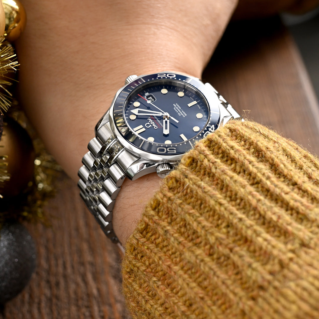 41mm 歐米茄OMEGA大海馬 300米專用20mm代用錶帶3D實心五珠不鏽鋼錶帶