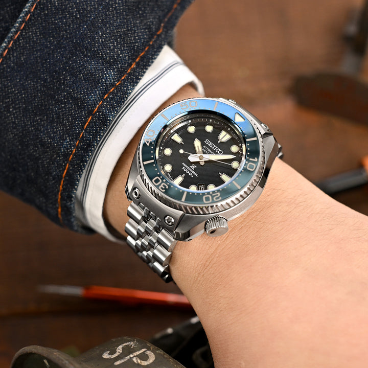 22mm Angus-J Louis安哥斯五珠不銹鋼錶帶 V形按鍵式雙鎖潛水錶帶扣