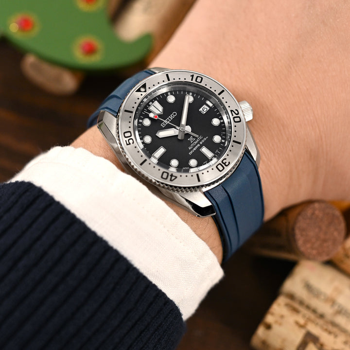StrapXPro - SBX1A SEIKO精工 Prospex 1968 重新復刻SPB185系列 專用代用 海軍藍色 橡膠錶帶 彎曲錶耳