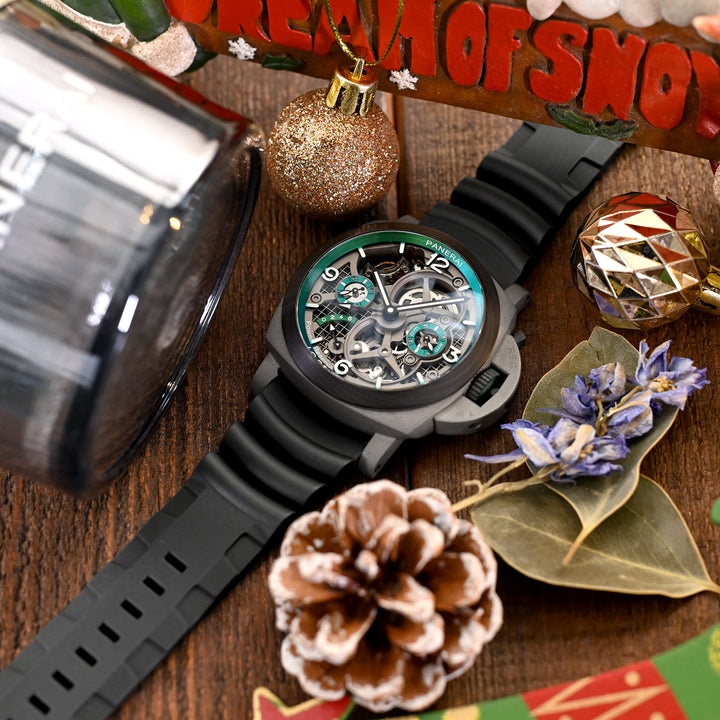 26mm Firewave -火濤 黑色彈性半彎曲頭耳 FKM 橡膠錶帶，快拆錶帶