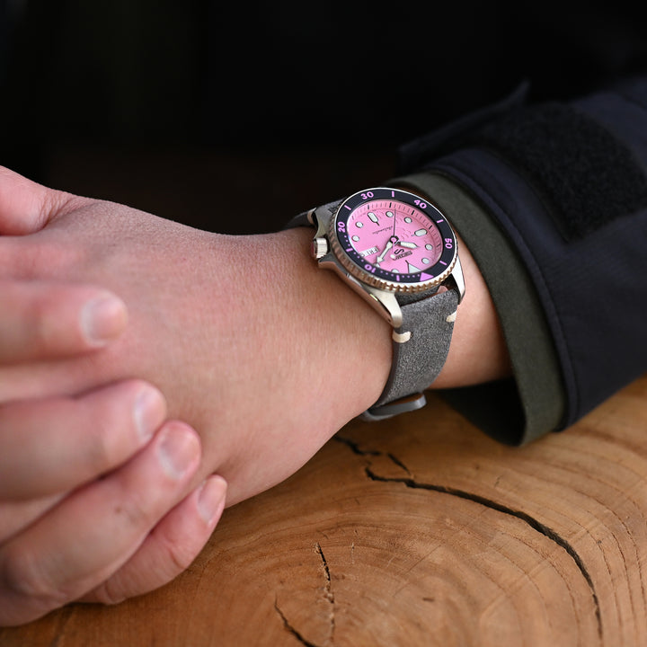 深灰色 意大利麂皮錶帶｜雙線縫製快拆錶帶｜20mm