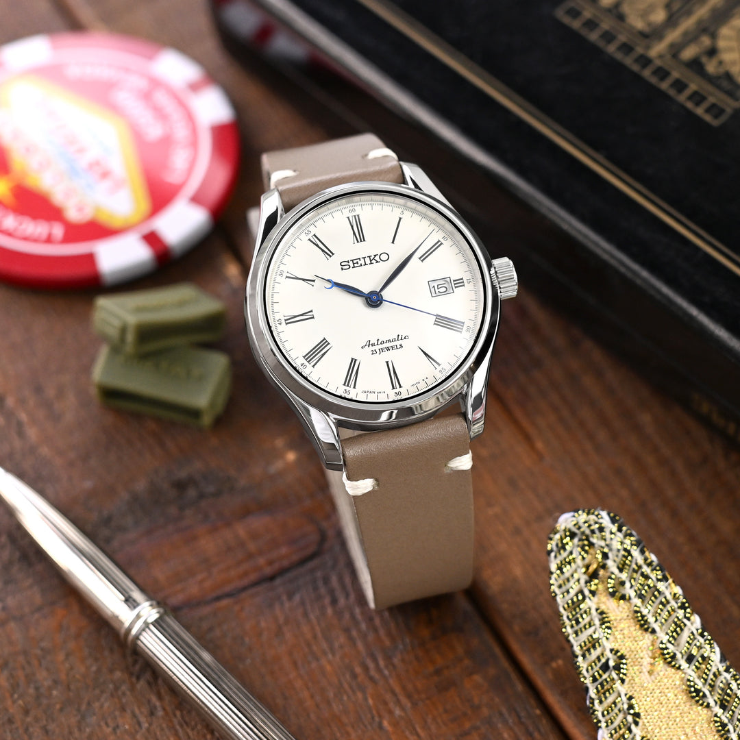 灰褐色 義大利 Buttero 植鞣牛皮錶帶｜雙線縫製快拆錶帶｜20mm