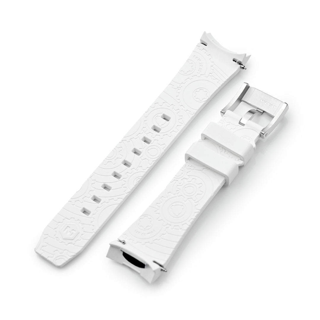Wheels FKM Watch Band for Orient Kamasu, 22mm White Rubber Quick Release Curved End Strapcode watch bands