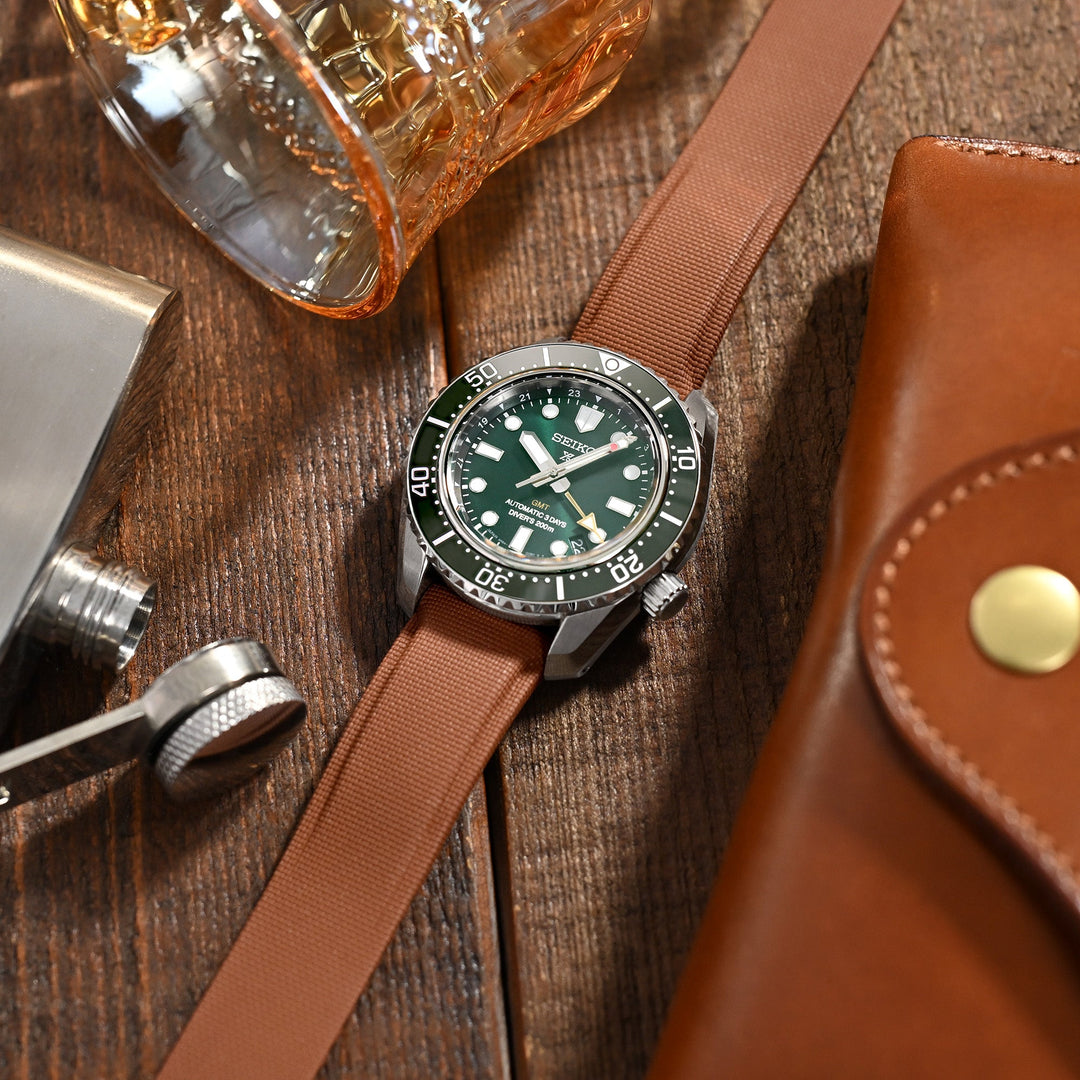 Seiko Prospex 1968 Diver's Modern Re-interpretation GMT SPB381 Green Strapcode watch bands