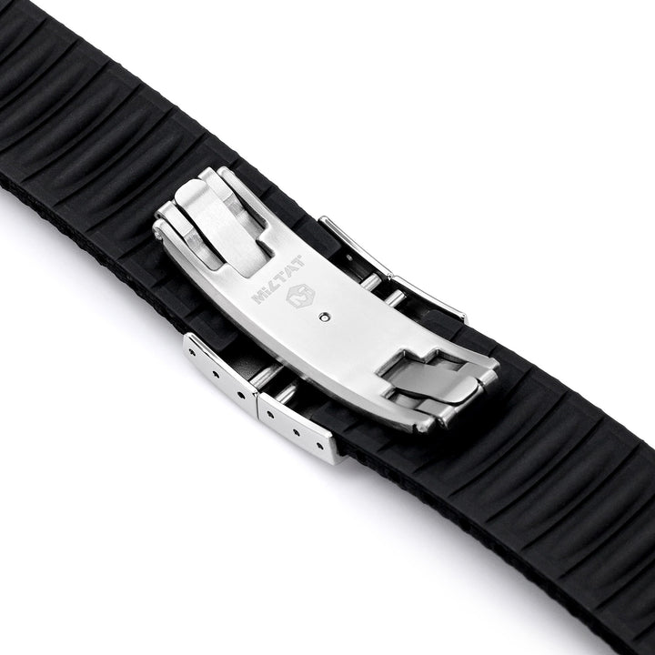FKM41 Black Quick Release Butterfly Deployment FKM Rubber Watch Band, 18mm to 22mm and 24mm Strapcode watch bands