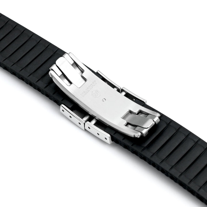 FKM42 Black Quick Release Butterfly Deployment FKM Rubber Watch Band, 20mm or 22mm Strapcode watch bands