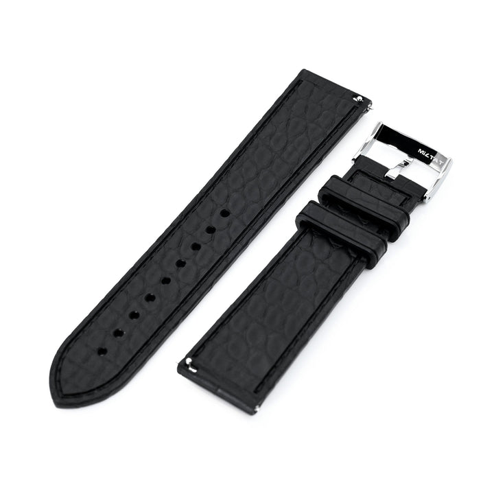 FKM43 Premium Black Alligator Embossed FKM Rubber Watch Band, 20mm or 22mm Strapcode watch bands