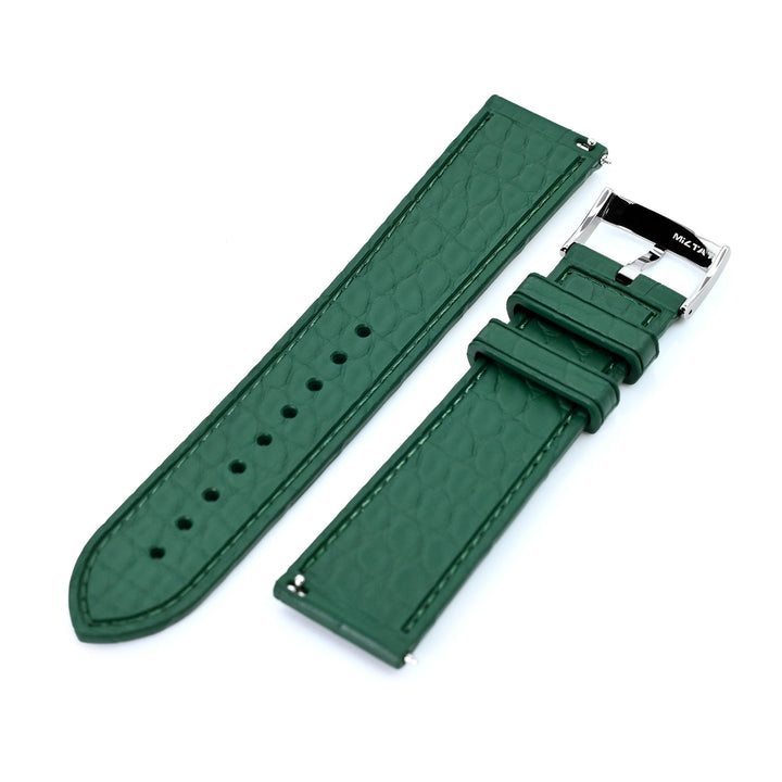 FKM43 Premium Dark Green Alligator Embossed FKM Rubber Watch Band, 20mm or 22mm Strapcode watch bands