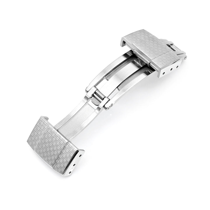 18mm Deployment Buckle / Butterfly Watch Clasp with Tatami Pattern, Brushed Strapcode watch bands