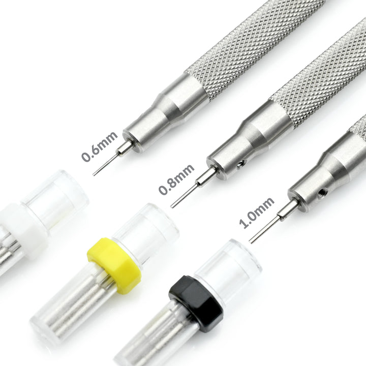 修錶工具 - 這款多用途 針沖 - 錶帶打栓器，一式三款尺寸 : 針沖直徑 0.6mm、0.8mm、1.0mm