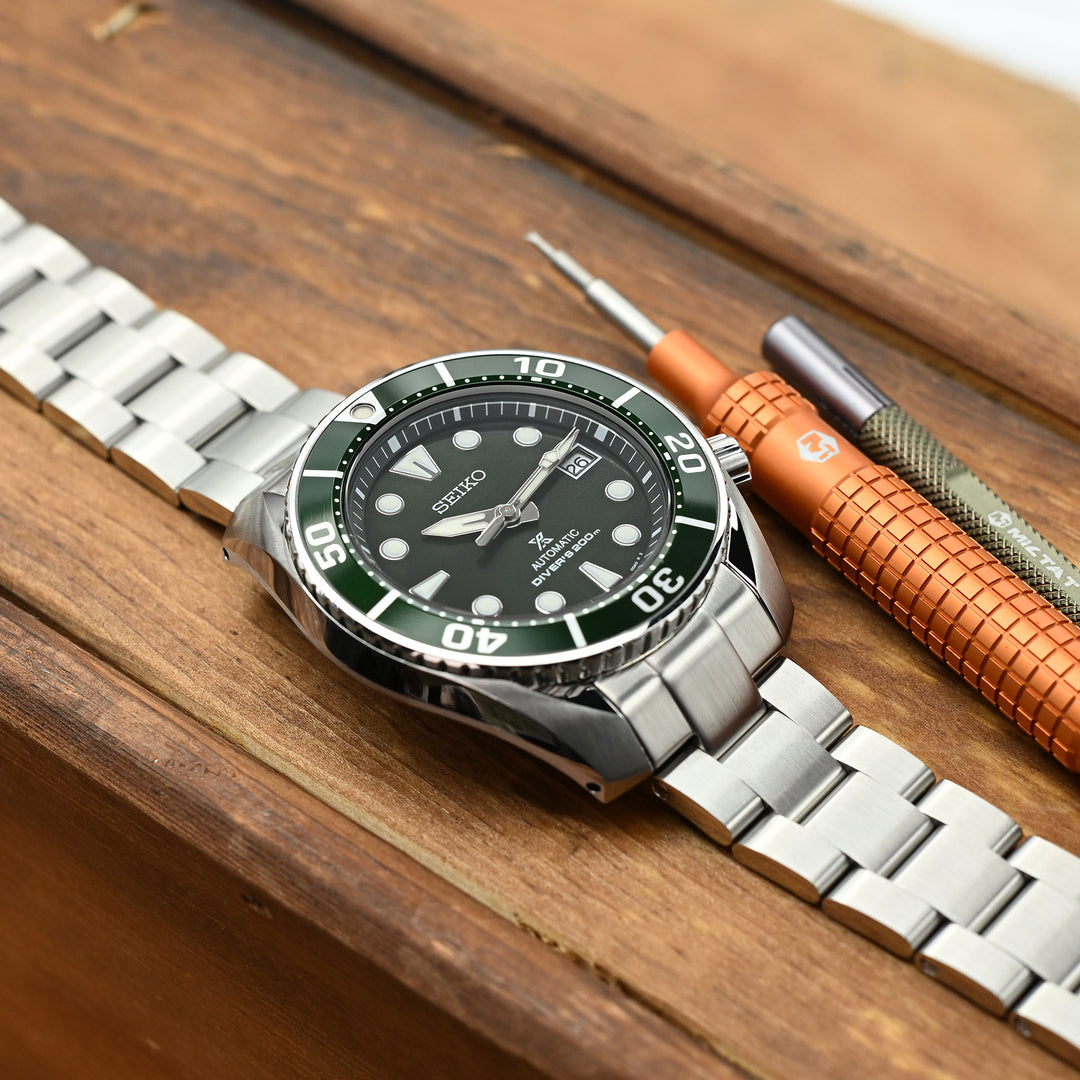 SEIKO 精工小MM SBDC001 SBDC031 SBDC081 代用鋼錶帶 超級三板式 不鏽鋼 潛水扣專用帶