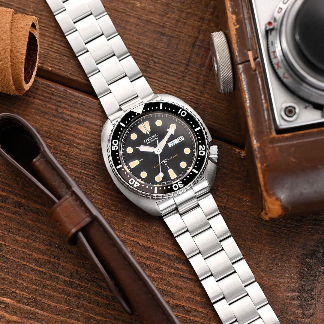 SEIKO精工經典海龜6309-7040 / 6306-7001專用代用錶帶超級三板式V扣雙鎖潛水扣不鏽鋼拉砂