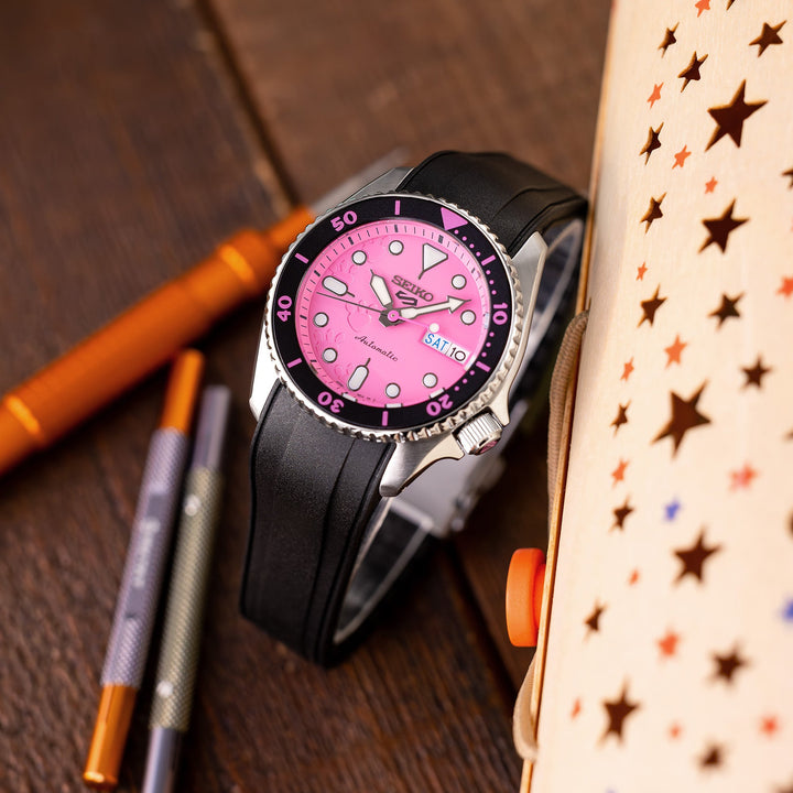 Seiko 5 Sports 38mm Pink Panther Limited Edition SRPM07 Strapcode watch bands