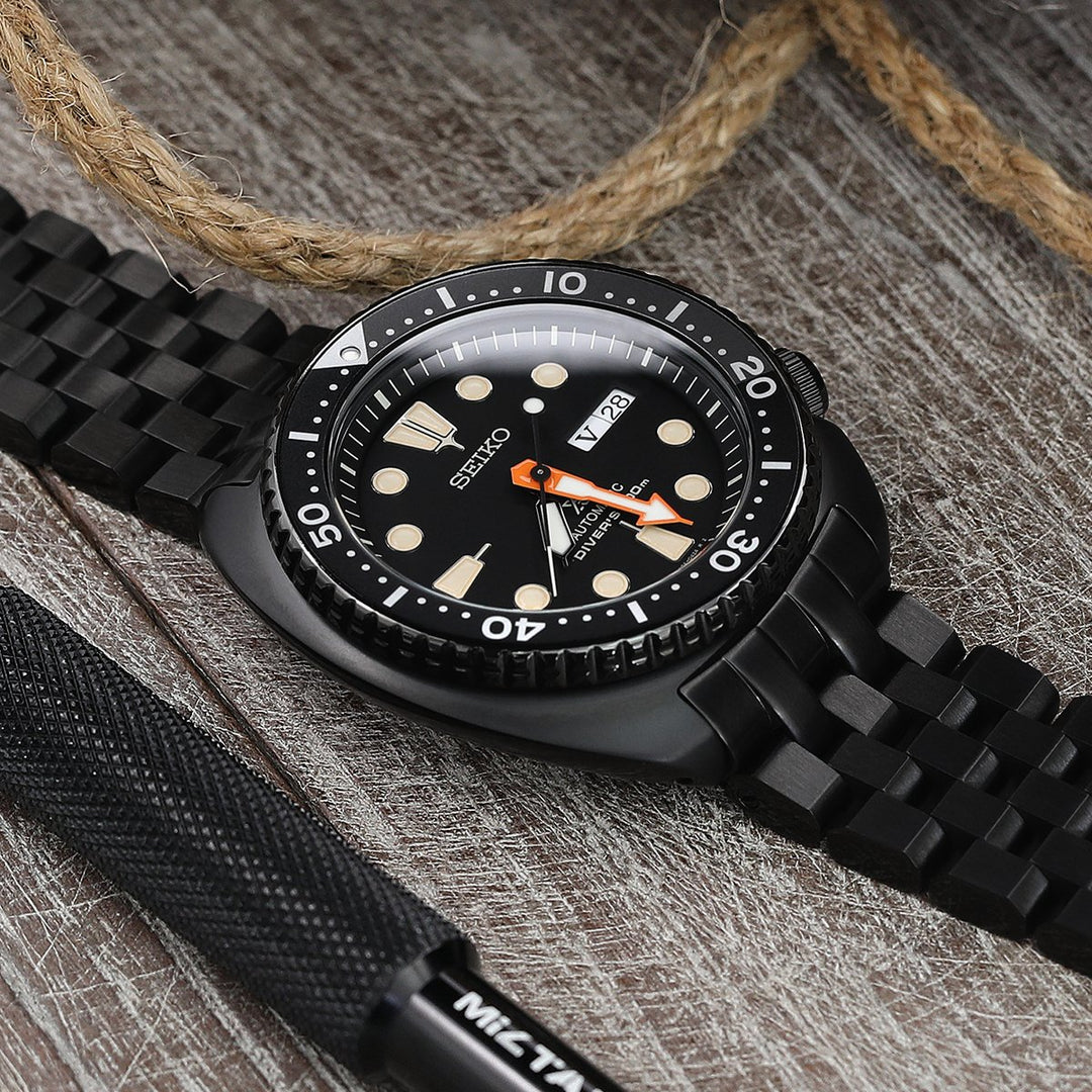 Seiko Watch Prospex Black Series Limited Edition New Turtle SRPC49K1 Strapcode Watch Bands