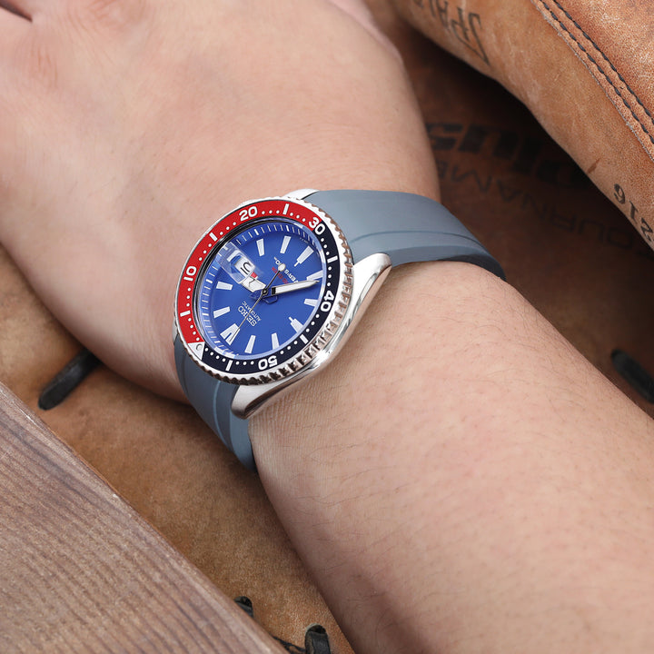 CB10 SEIKO精工水鬼SKX007 專用代用NBR橡膠錶帶 灰色