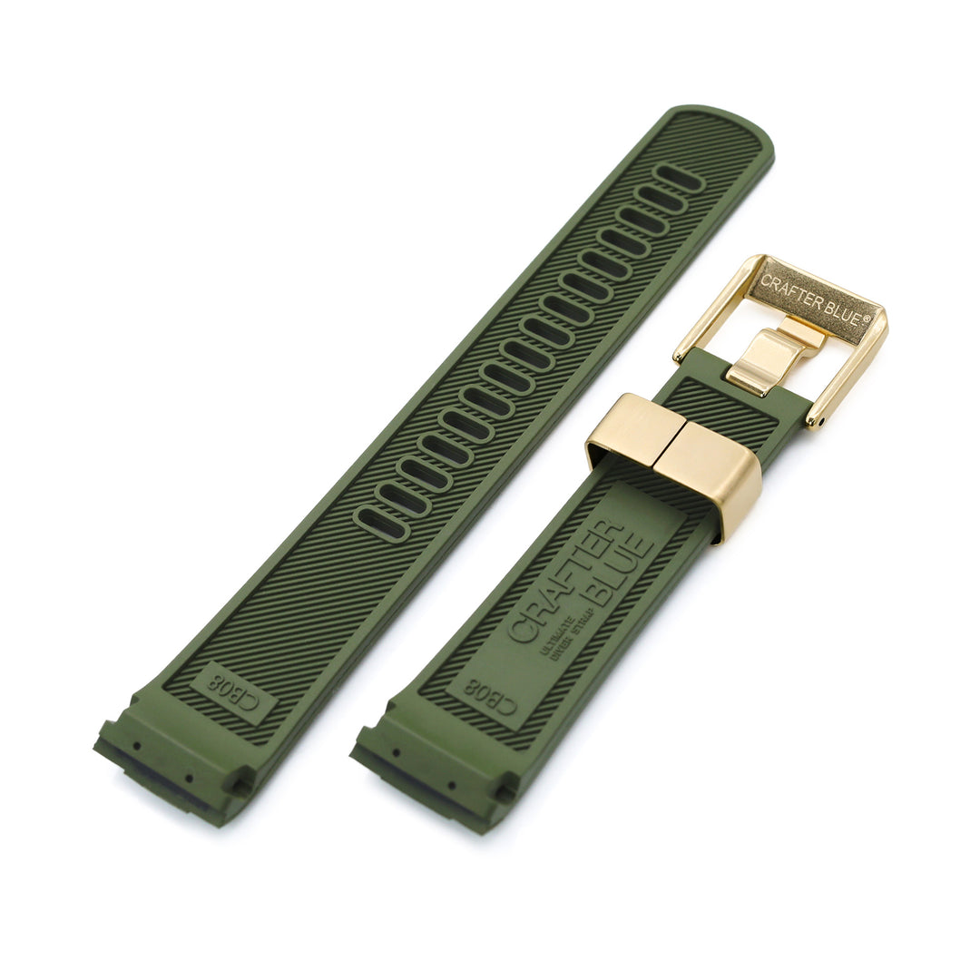 CB SEIKO精工復刻海龜SRP777專用代用橡膠錶帶軍綠色電金扣