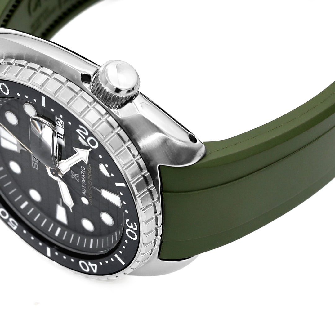 CB SEIKO精工復刻海龜SRP777專用代用橡膠錶帶軍綠色電金扣