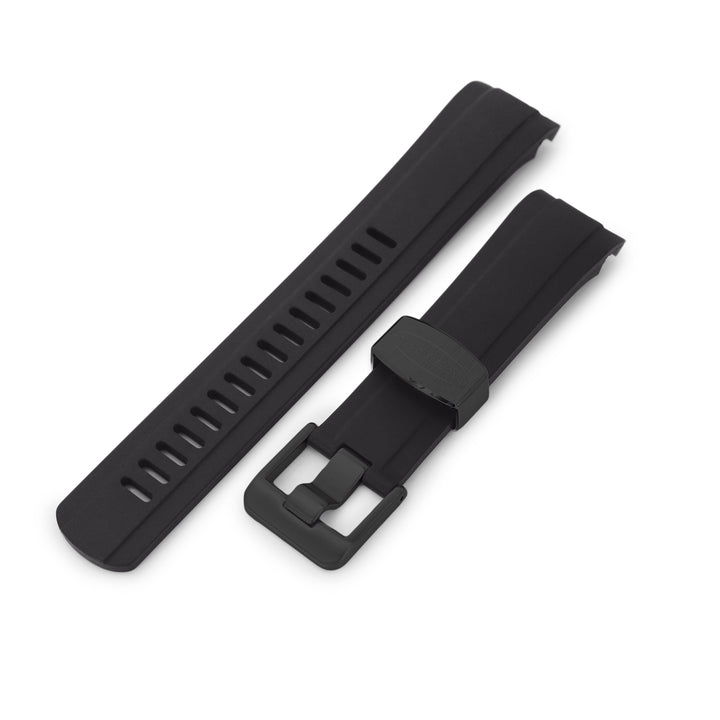 CB10 SEIKO精工水鬼SKX007專用代用NBR橡膠錶帶電鍍黑扣黑色