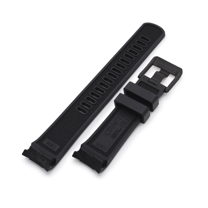 CB10 SEIKO精工水鬼SKX007專用代用NBR橡膠錶帶電鍍黑扣黑色