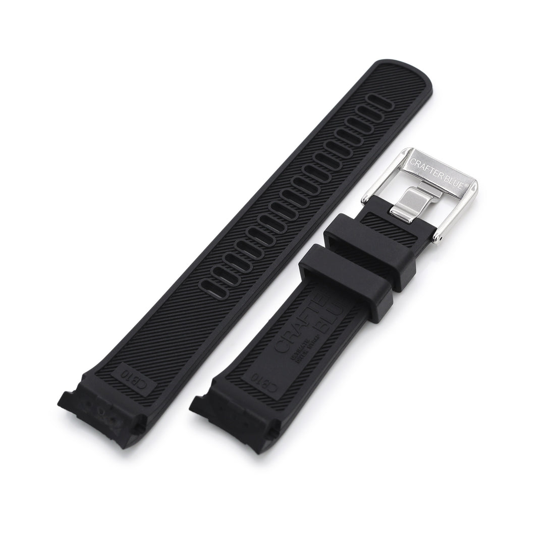 CB10 SEIKO精工水鬼SKX007 專用代用NBR橡膠錶帶 黑色