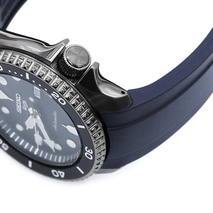 Seiko 5 Sports SRPD65K1 Curved End Lug Rubber Watch Band |Crafter Blue