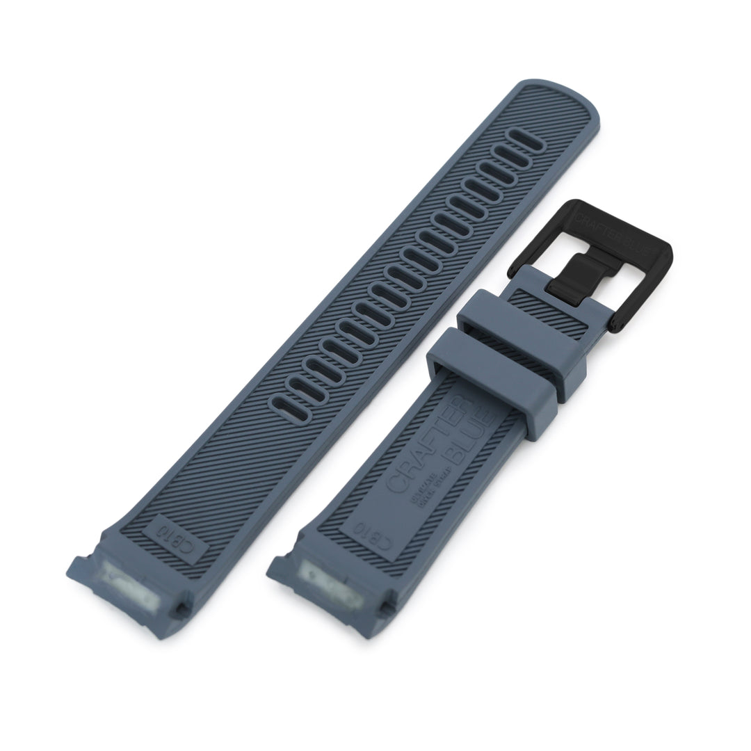 CB10 SEIKO精工水鬼SKX007專用代用NBR橡膠錶帶電鍍黑扣灰色