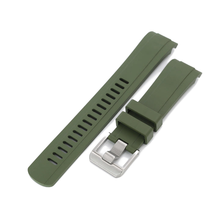 CB10 SEIKO精工水鬼SKX007 專用代用NBR橡膠錶帶 軍綠色