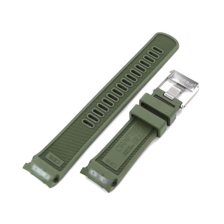 CB10 SEIKO精工水鬼SKX007 專用代用NBR橡膠錶帶 軍綠色