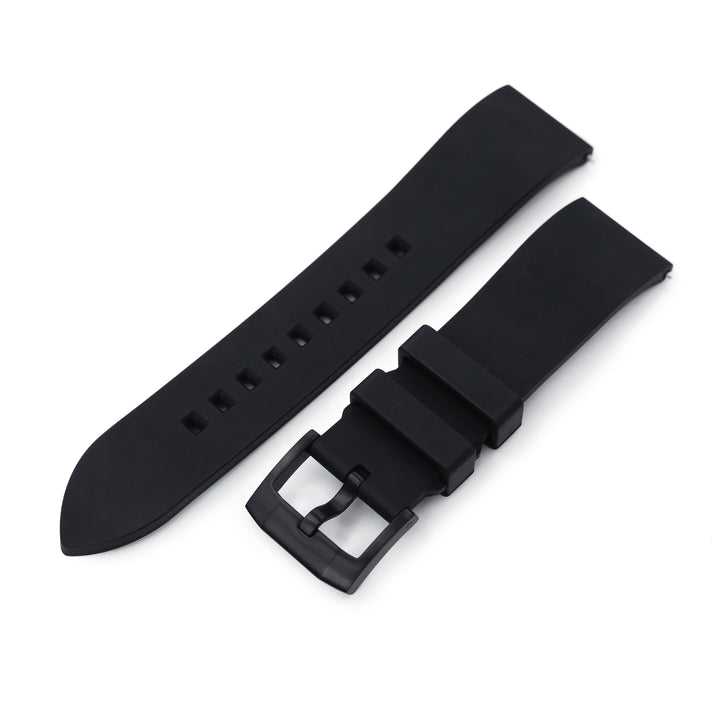 MiLTAT 黑色 FKM氟碳橡膠快拆錶帶電黑扣 20mm 或 22mm