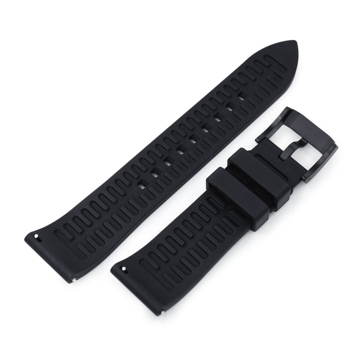 MiLTAT 黑色 FKM氟碳橡膠快拆錶帶電黑扣 20mm 或 22mm