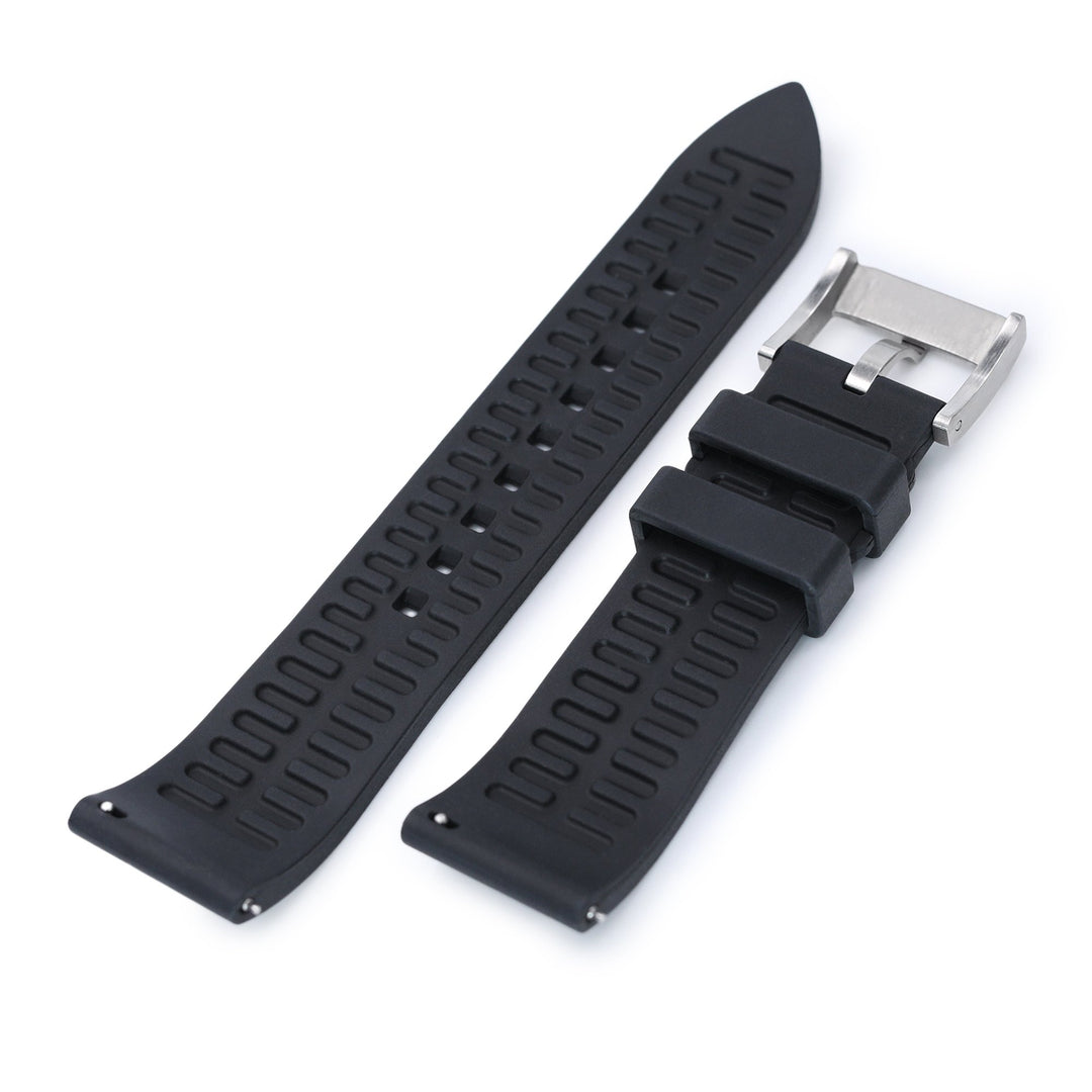22mm Straight End Black FKM Rubber Quick Release Watch Band |Strapcode