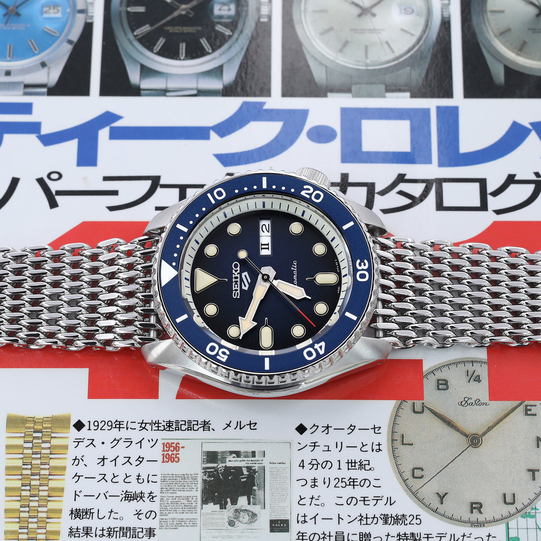 22mm全新錐形酷鯊米蘭錶帶 316L鋼網錶帶V扣潛水扣 拋光