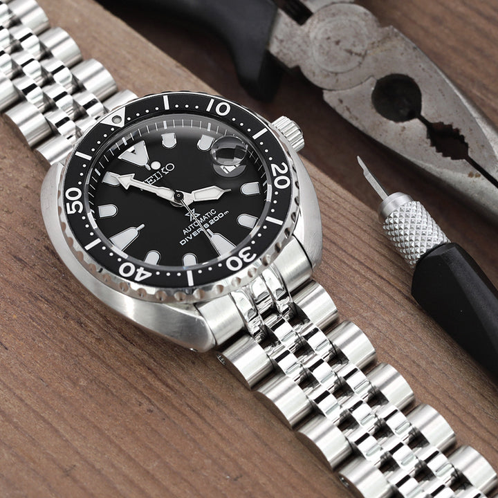 SEIKO 精工復刻小海龜 SRPC35 SBDY109 SBDY085 代用錶帶 安哥斯五珠 不鏽鋼 V形潛水扣專用帶