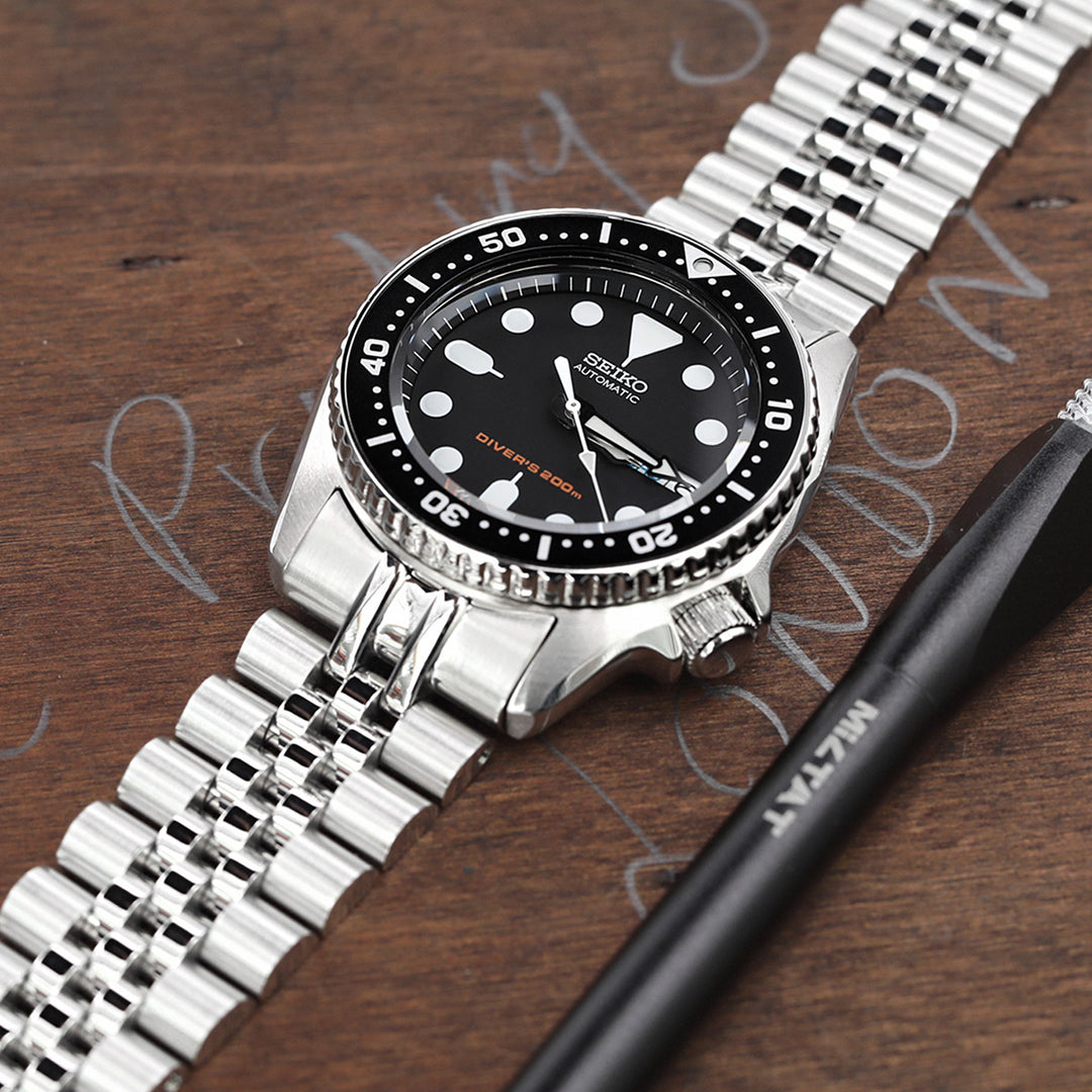 SEIKO精工水鬼SKX013專用代用帶新3D實心五珠 不鏽鋼拉砂V形潛水扣 錶帶