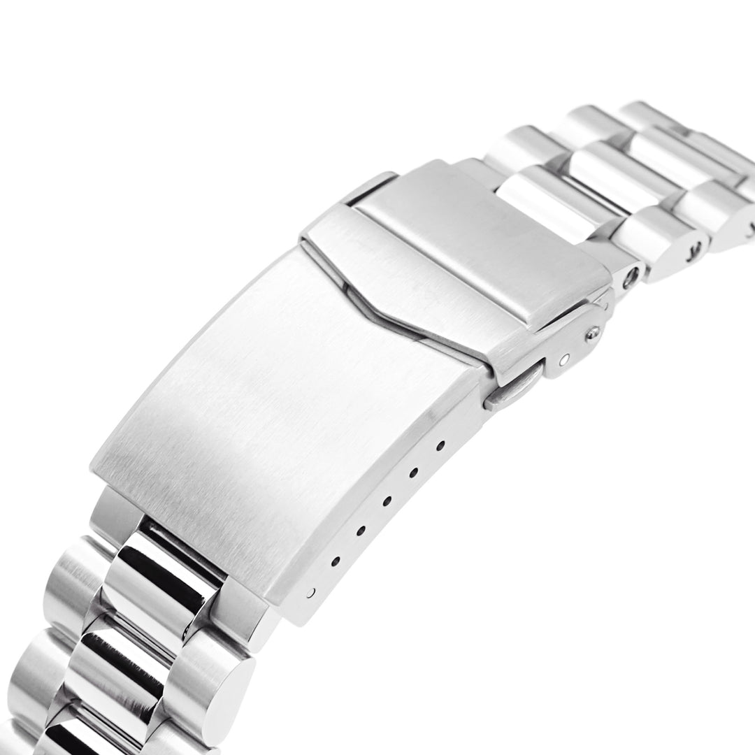 SEIKO精工水鬼SKX013專用錶帶總統型V扣雙鎖潛水扣不鏽鋼拉砂拋光