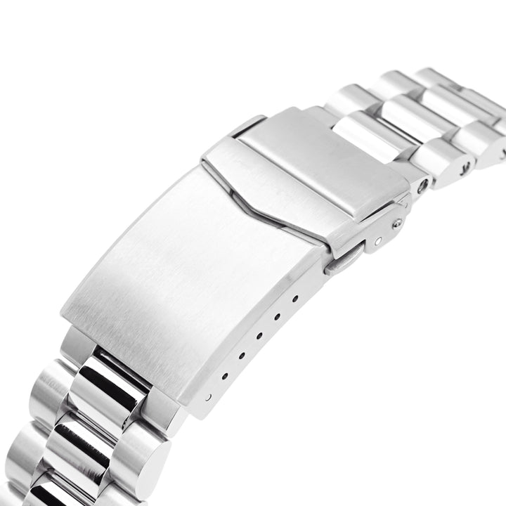 SEIKO精工水鬼SKX013專用錶帶總統型V扣雙鎖潛水扣不鏽鋼拉砂拋光
