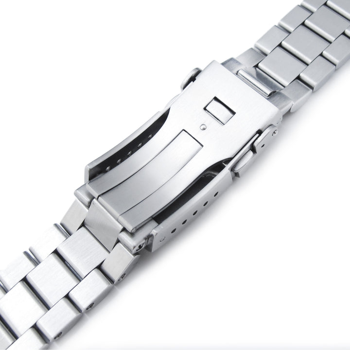 SEIKO精工水鬼SKX013專用錶帶總統型V扣雙鎖潛水扣不鏽鋼拉砂拋光