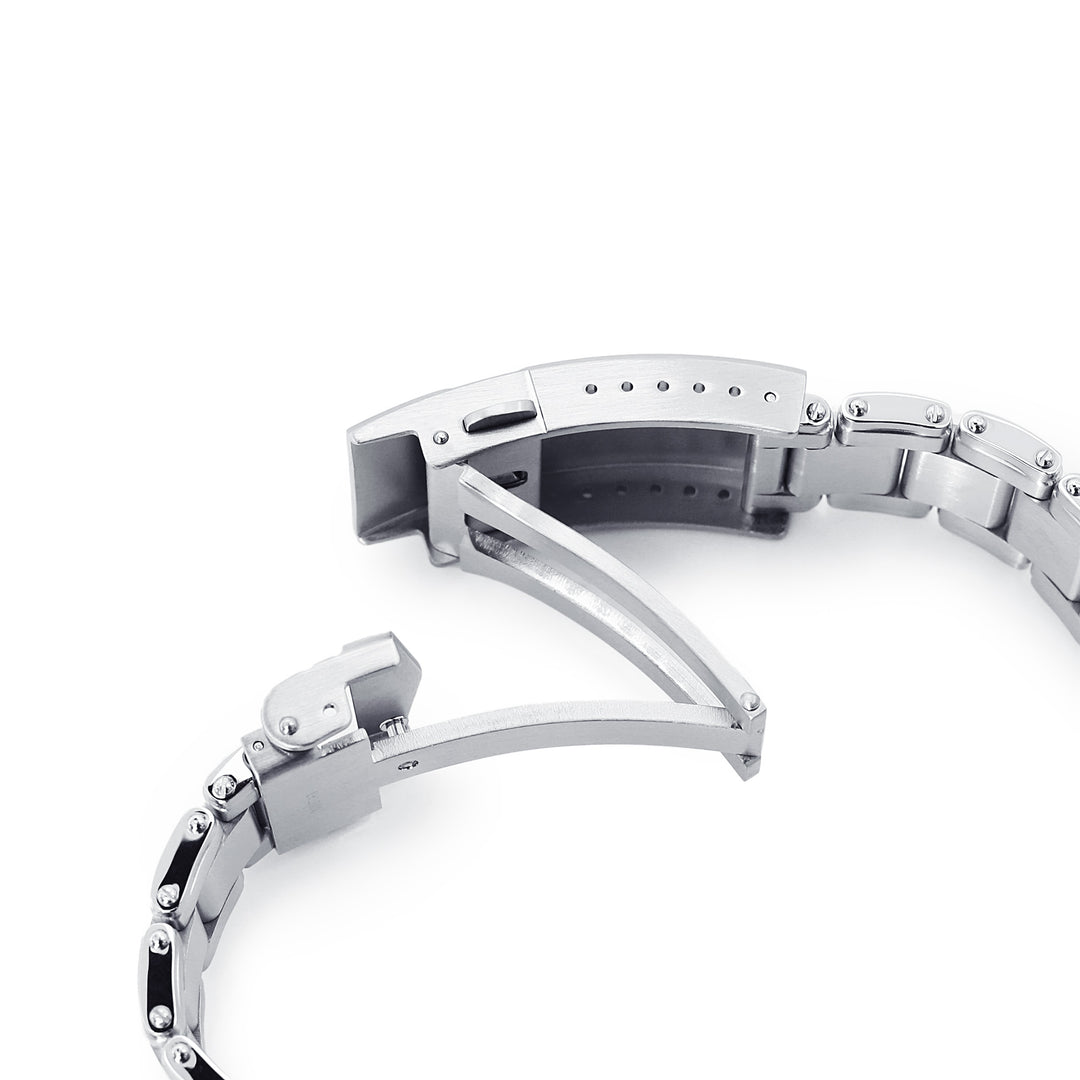 SEIKO精工水鬼SKX007 彎頭Metabind邁赫鉚釘代用鋼錶帶V扣拉砂