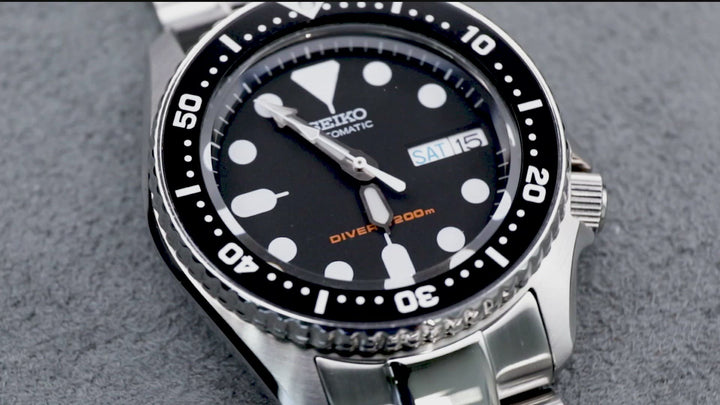 SEIKO精工水鬼SKX013專用錶帶總統型V扣雙鎖潛水扣不鏽鋼拉砂拋光