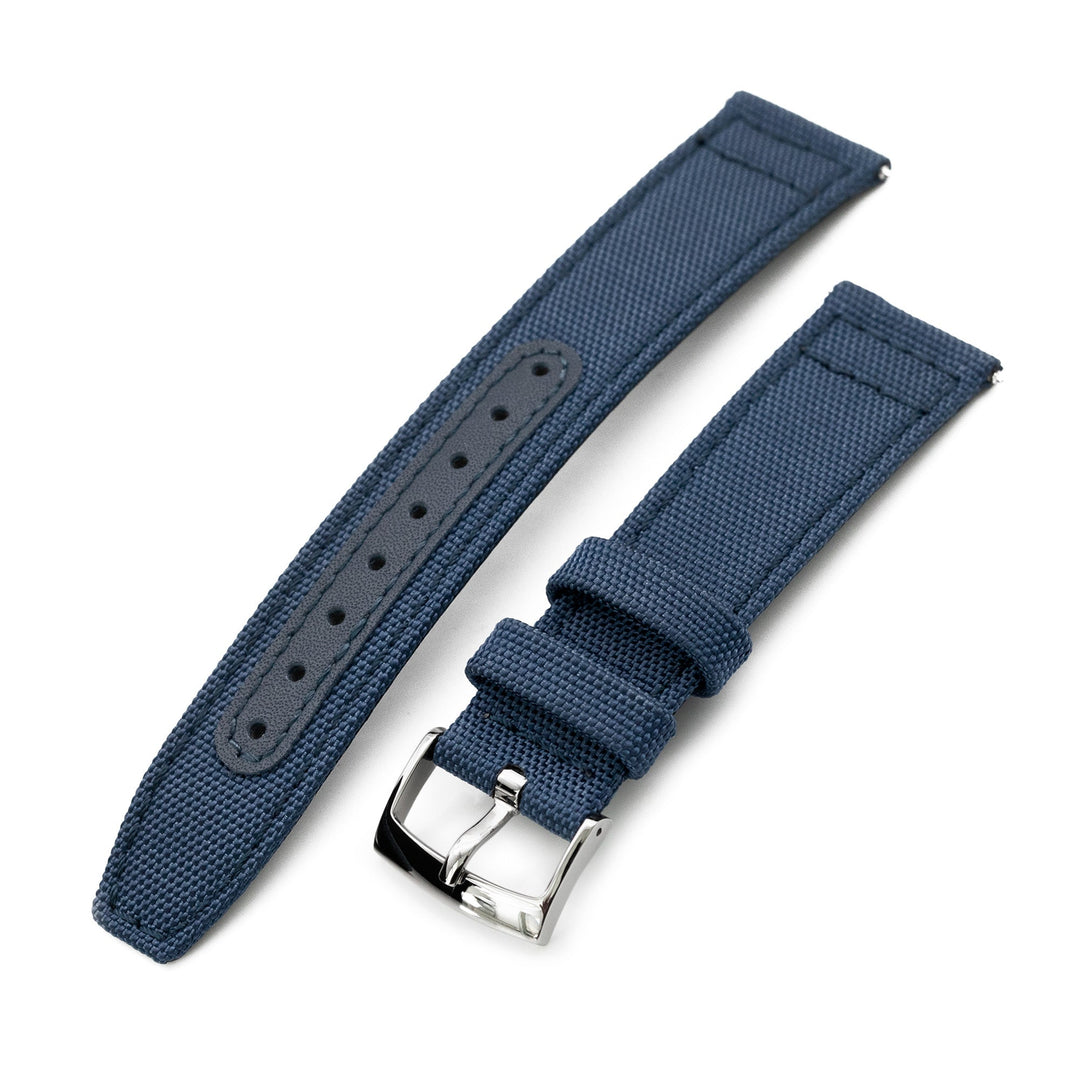 Sailcloth帆船布錶帶20mm 藍色 快拆錶帶 皮革襯裡 | 太空人錶帶