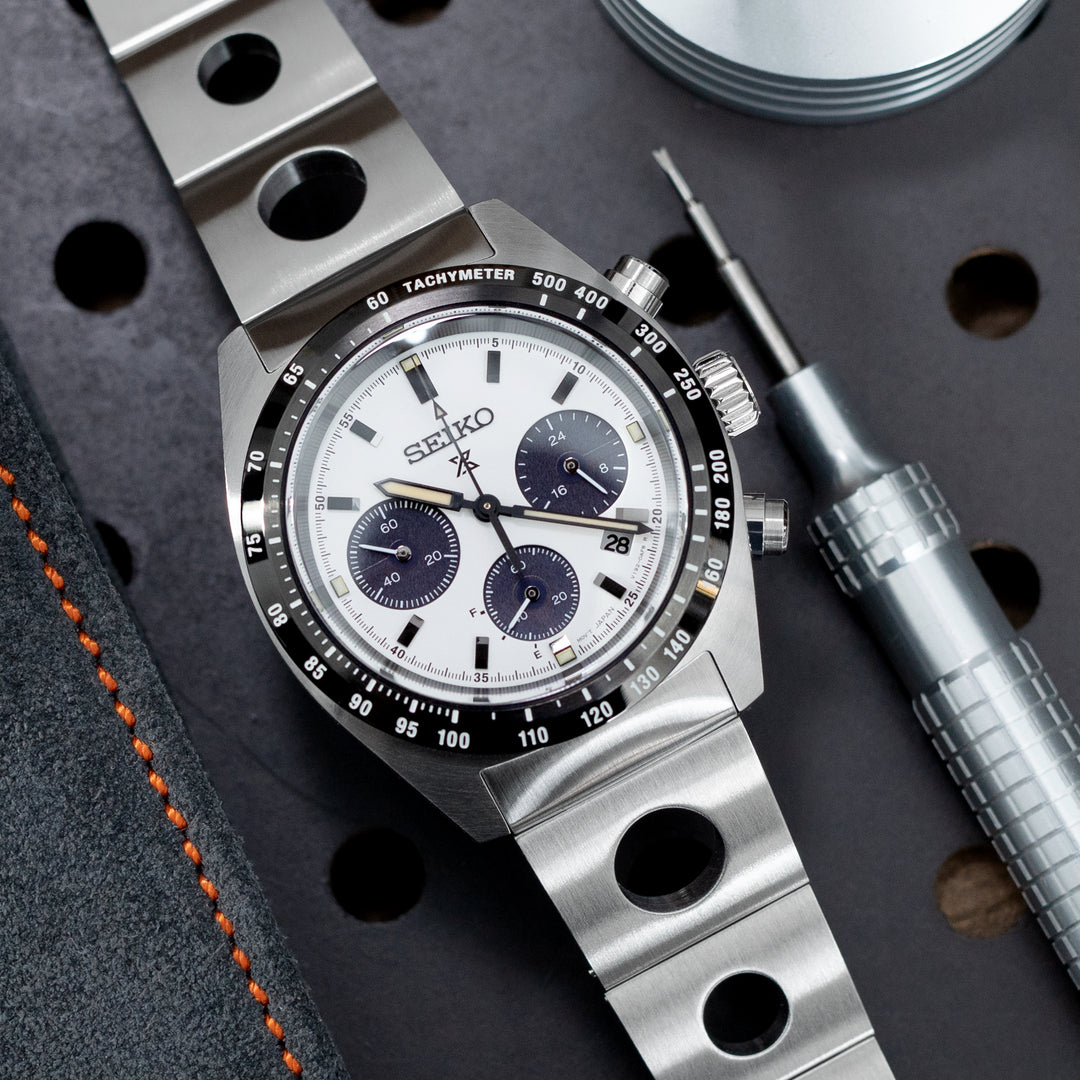 SEIKO 精工 Speed Timer 太陽能計時碼錶 SSC813 SSC815 SSC817 代用錶帶 圓環賽車款II 不鏽鋼 V形潛水扣專用帶