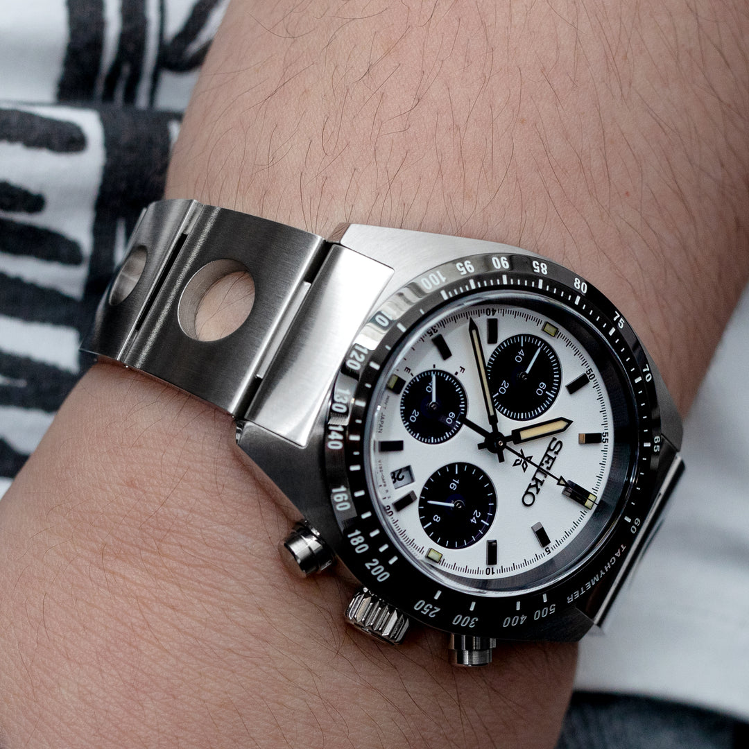 SEIKO 精工 Speed Timer 太陽能計時碼錶 SSC813 SSC815 SSC817 代用錶帶 圓環賽車款II 不鏽鋼 V形潛水扣專用帶