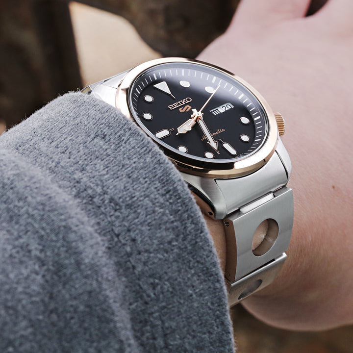 SEIKO 5 精工5號 Sports 機械自動上鍊40mm水鬼 SRPE51 SRPE53 SRPG35 代用錶帶 圓環賽車款II 不鏽鋼 Baton潛水扣專用帶