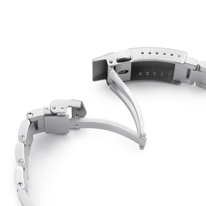 20mm Super-O Boyer Watch Band for Seiko Cocktail SSA345, 316L Stainless Steel Brushed and Polished V-Clasp