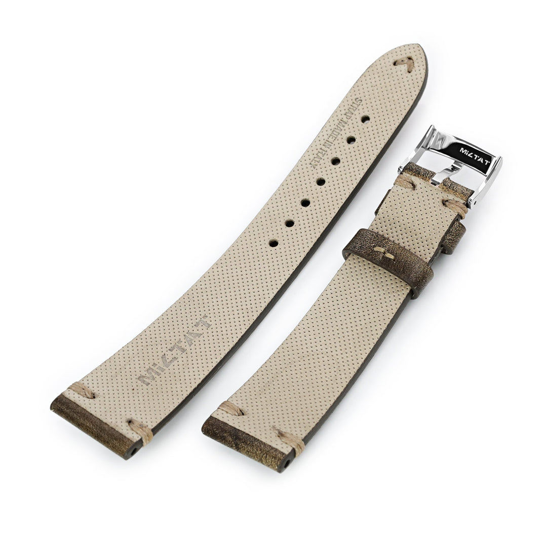20mm Artisan Old Brown 2 Tone Italian Leather Watch Band, P Buckle Strapcode Watch Bands