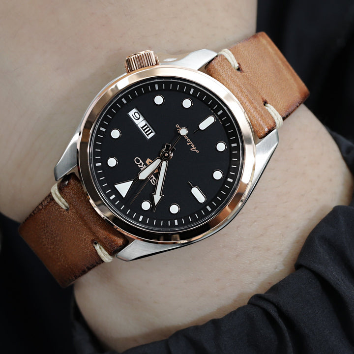 Seiko 5 Sports 40mm SRPE58K1 Black Dial Rose Gold Automatic Watch Strapcode Watch Bands