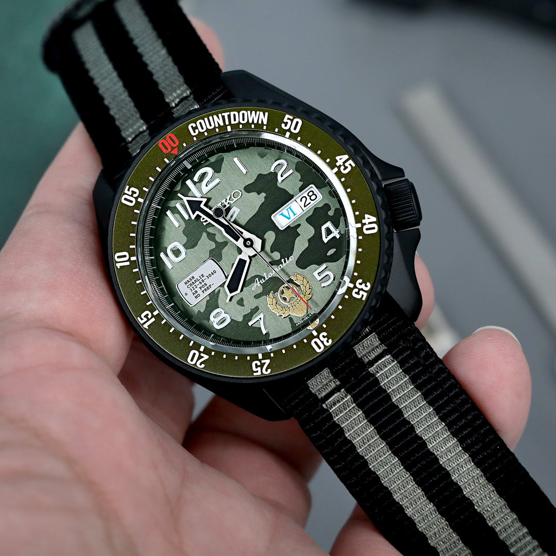 MiLTAT N9 兩件式軍用款22mm快拆錶帶 尼龍錶帶 黑灰條紋