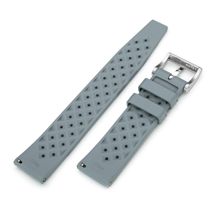 Quick Release Grey Tropic Pro FKM rubber watch strap, 20mm or 22mm Strapcode Watch Bands
