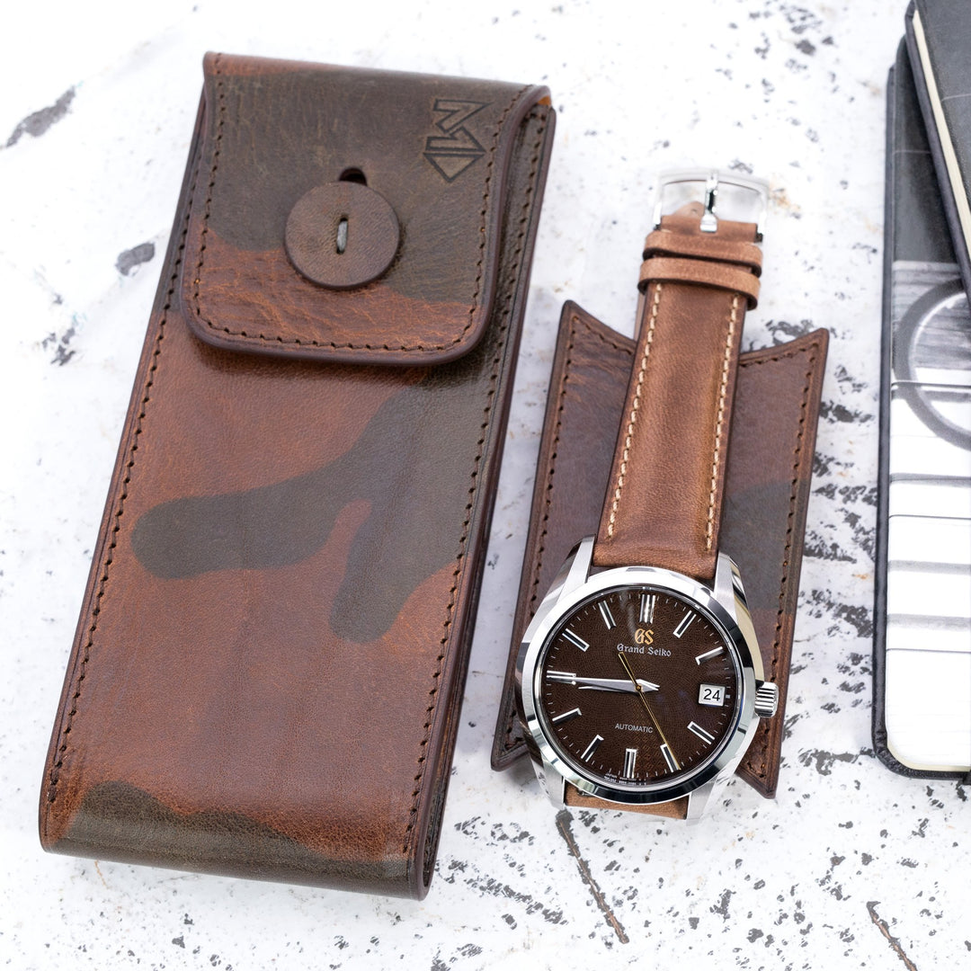 MT-3 Italian Leather Watch Pouch in Camo Pattern for Watch Strap Strapcode Watch Bands