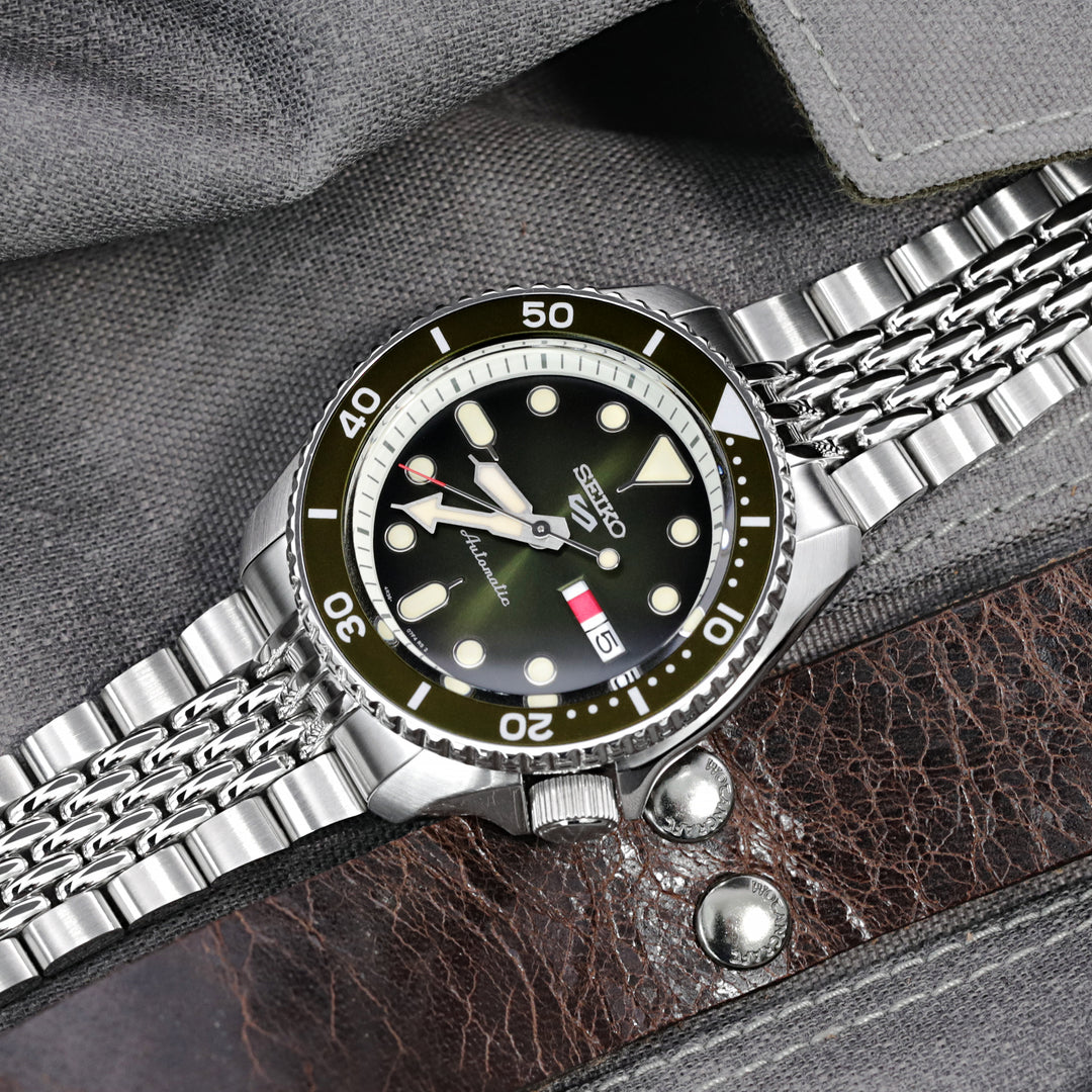 SEIKO 5 精工5號次世代重生 SRPD51 SRPD55 SBSA003 代用錶帶 Goma 高米實心BOR 不鏽鋼 V形潛水扣 中間拋光版